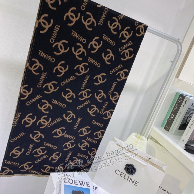 CHANEL專櫃2021新款女士字母圍巾 香奈兒簡單百搭羊絨小香圍巾  mmj1298
